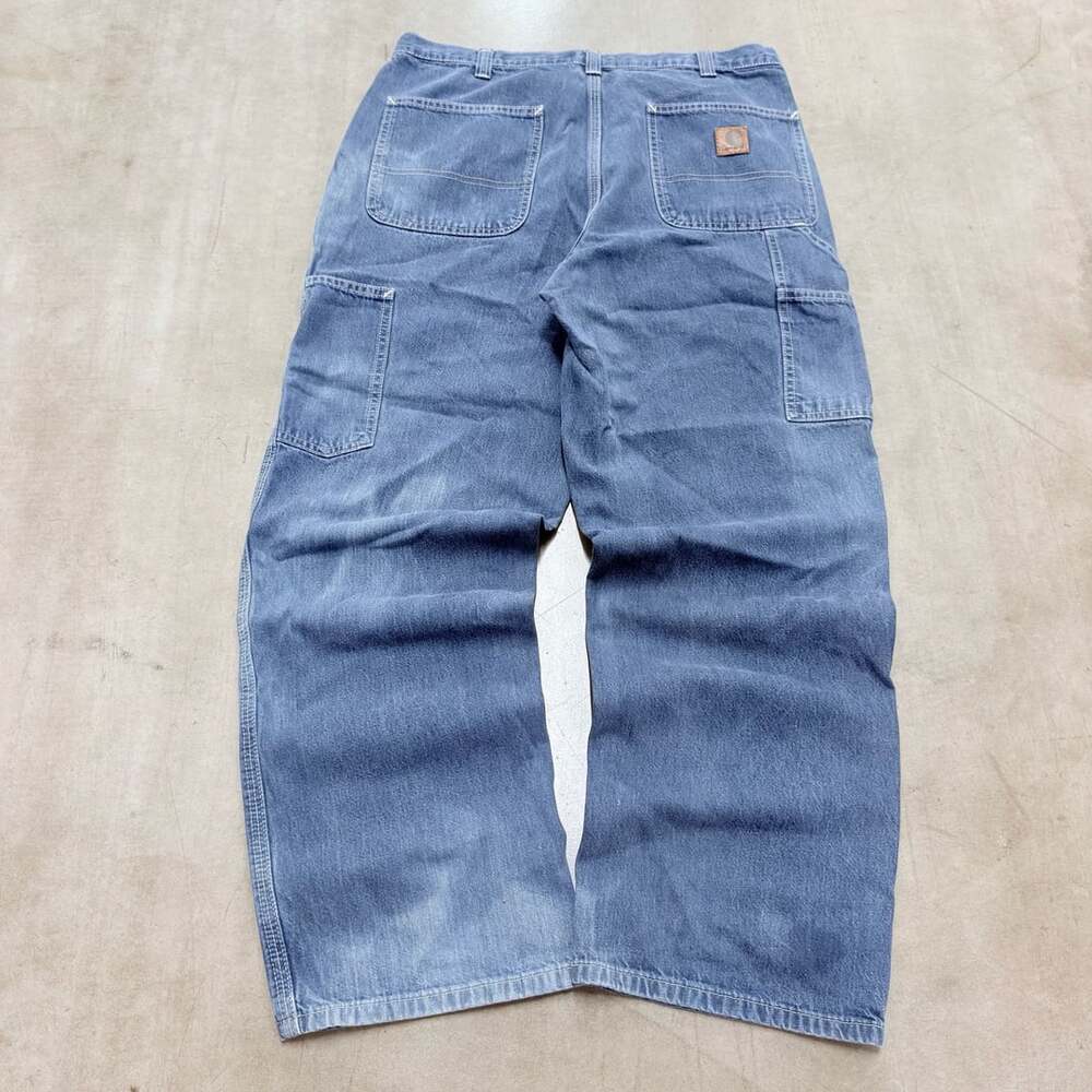 Carhartt Dungaree Fit Size 34x30 Blue Cotton Denim Carpenter Pants
